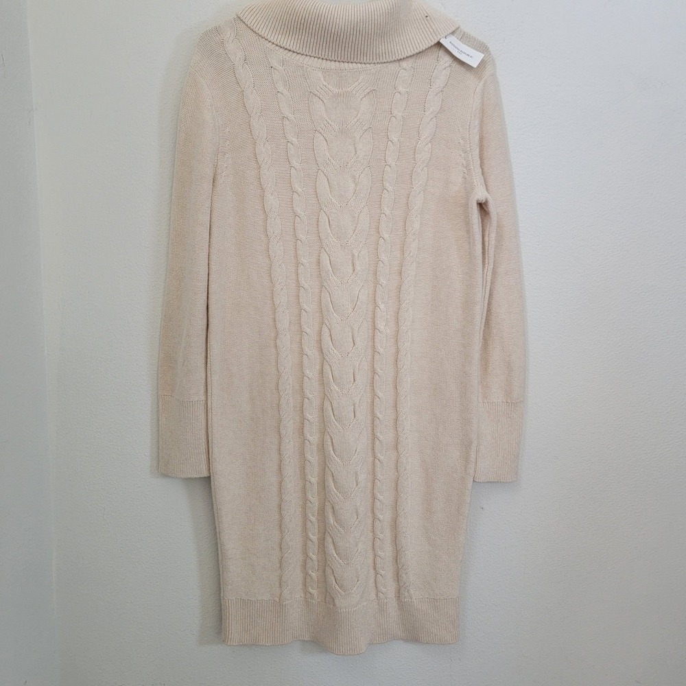 Banana Republic Cable Knit Sweater Dress XS Cream Cowlneck NWT Long Sleeve